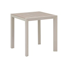 Table de jardin carrée alu evasion 2 places effet bois lin et argile - hespéride