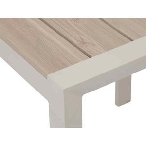 Table de jardin carrée alu evasion 2 places effet bois lin et argile - hespéride