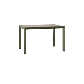 Table de jardin rectangulaire alu evasion 4 places effet bois lin et laurier - h