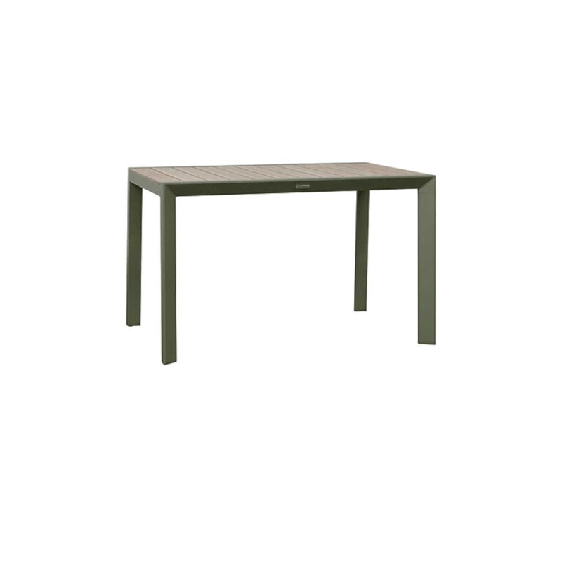 Table de jardin rectangulaire alu evasion 4 places effet bois lin et laurier - h