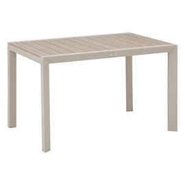 Table de jardin rectangulaire alu evasion 4 places effet bois lin et argile - he
