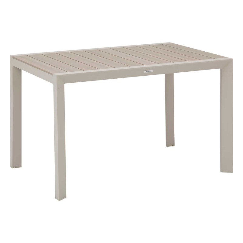 Table de jardin rectangulaire alu evasion 4 places effet bois lin et argile - he