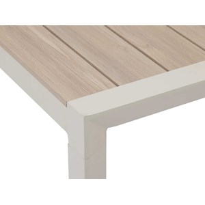 Table de jardin rectangulaire alu evasion 4 places effet bois lin et argile - he