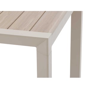 Table de jardin rectangulaire alu evasion 6 places effet bois lin et argile - he