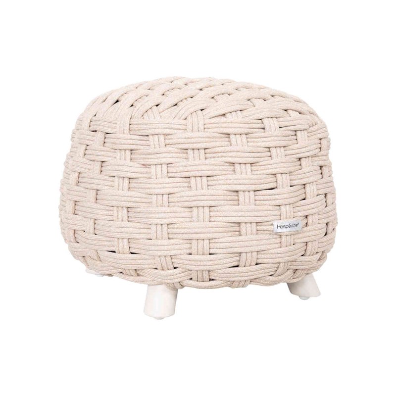 Pouf obbae pour salon de jardin, en maille synthétique lin - hespéride