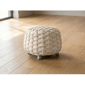 Pouf obbae pour salon de jardin, en maille synthétique lin - hespéride