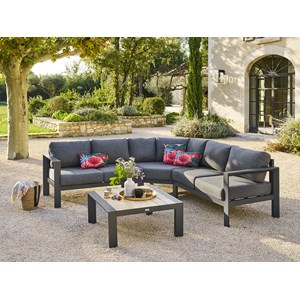 Salon de jardin d'angle en alu evasion graphite honey - 5 places - hespéride