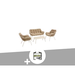 Salon de jardin en aluminium paopao argile + housse - 4 places - hespéride