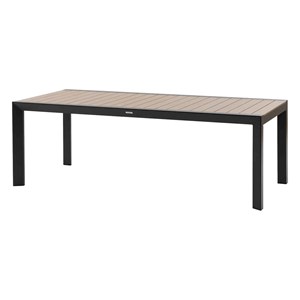 Table de jardin rectangulaire alu evasion 8 places effet bois honey graphite + 8
