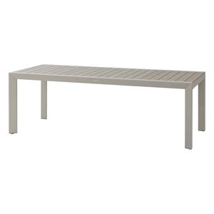 Table de jardin rectangulaire alu evasion 8 places effet bois lin argile + 8 fau