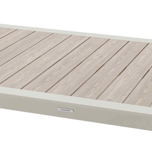 Table de jardin rectangulaire alu evasion 8 places effet bois lin argile + 8 fau