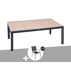 Table de jardin rectangulaire extensible rallonge coulissante alu evasion effet