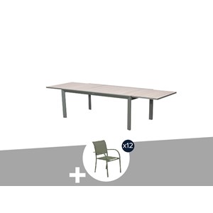 Table de jardin rectangulaire extensible rallonge coulissante alu evasion effet