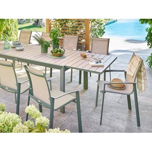Table de jardin rectangulaire extensible rallonge coulissante alu evasion effet