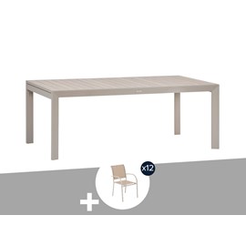 Table de jardin rectangulaire extensible rallonge coulissante alu evasion effet