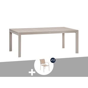 Table de jardin rectangulaire extensible rallonge coulissante alu evasion effet