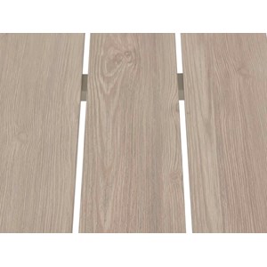 Table de jardin carrée alu evasion 2 places effet bois lin et argile + 2 fauteui