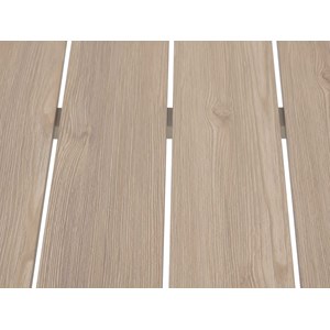 Table de jardin rectangulaire alu evasion 4 places effet bois lin et argile + 4