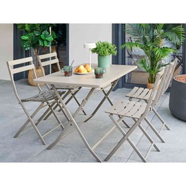 Table de jardin rectangle greensboro 110 x 70 cm café avec 4 chaises - hespéride
