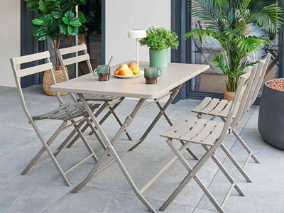 Table de jardin rectangle greensboro 110 x 70 cm café avec 4 chaises - hespéride