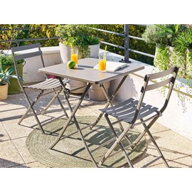 Salon de jardin carré en métal greensboro 70 x 70 cm café avec 2 chaises - hespé