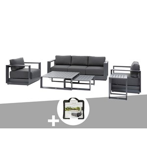 Salon de jardin en aluminium allure graphite 5 places + housse de protection - h
