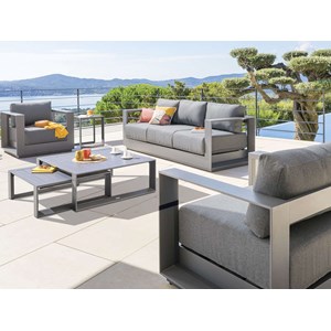Salon de jardin en aluminium allure graphite 5 places + housse de protection - h