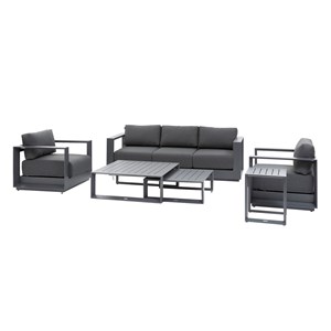Salon de jardin en aluminium allure graphite 5 places + housse de protection - h