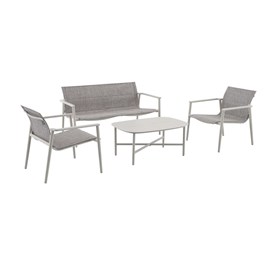 Salon de jardin alu occita beige chiné - 4 places - jardideco