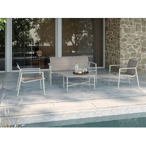 Salon de jardin alu occita beige chiné - 4 places - jardideco