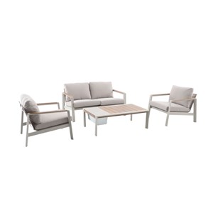 Salon de jardin alu nouma beige - 4 places - jardideco