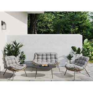 Salon de jardin résine tressée maiso chill - 4 places - jardideco