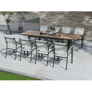 Table de jardin rectangulaire extensible alu pineda verte - jardideco
