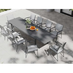 Table de jardin rectangulaire extensible alu oppa grise - jardideco