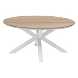 Table de jardin ronde alu&nbsp;acacia oriengo 4 places blanc - hespéride