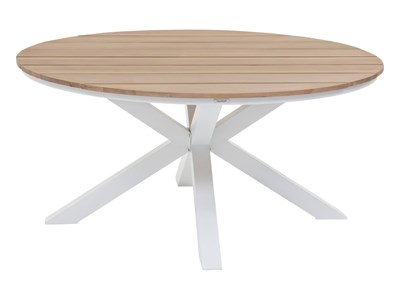Table de jardin ronde alu&nbsp;acacia oriengo 4 places blanc - hespéride
