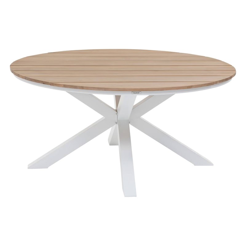 Table de jardin ronde alu&nbsp;acacia oriengo 4 places blanc - hespéride