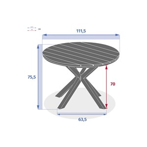 Table de jardin ronde alu&nbsp;acacia oriengo 4 places blanc - hespéride