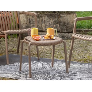 Table basse de jardin ronde en résine pp 50 % recyclé joysxee- ø50 cm - taupe -