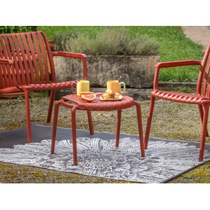 Table basse de jardin ronde en résine pp 50 % recyclé joysxee- ø50 cm - terracot