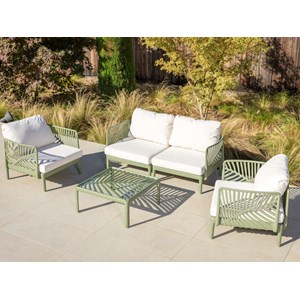 Salon de jardin henderson vert sauge - 4 places - jardiline