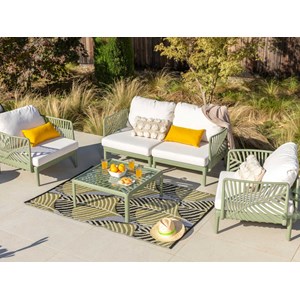 Salon de jardin henderson vert sauge - 4 places - jardiline