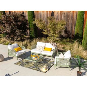 Salon de jardin henderson vert sauge - 4 places - jardiline