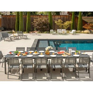 Table de jardin rectangulaire extensible roko, 3,7 m, 6 rallonges, anthracite -