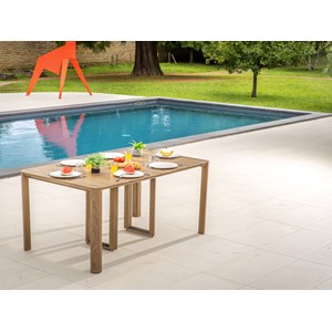 Table de jardin rectangulaire extensible roko, 3,7 m, 6 rallonges, aspect teck -
