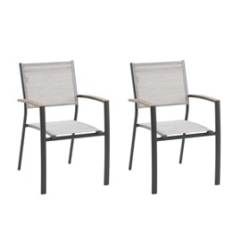 Lot de 2 fauteuils de jardin empilable alu pineda vert - jardideco