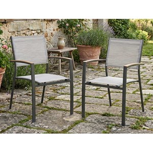 Lot de 2 fauteuils de jardin empilable alu pineda vert - jardideco