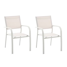 Lot de 2 fauteuils de jardin empilable alu tosca beige - jardideco