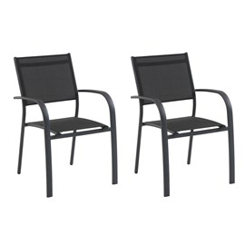 Lot de fauteuils de jardin empilable alu tosca gris - jardideco