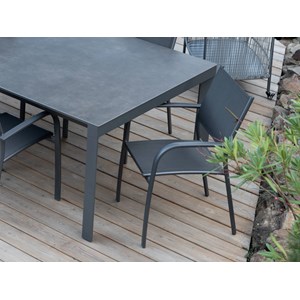 Lot de fauteuils de jardin empilable alu tosca gris - jardideco